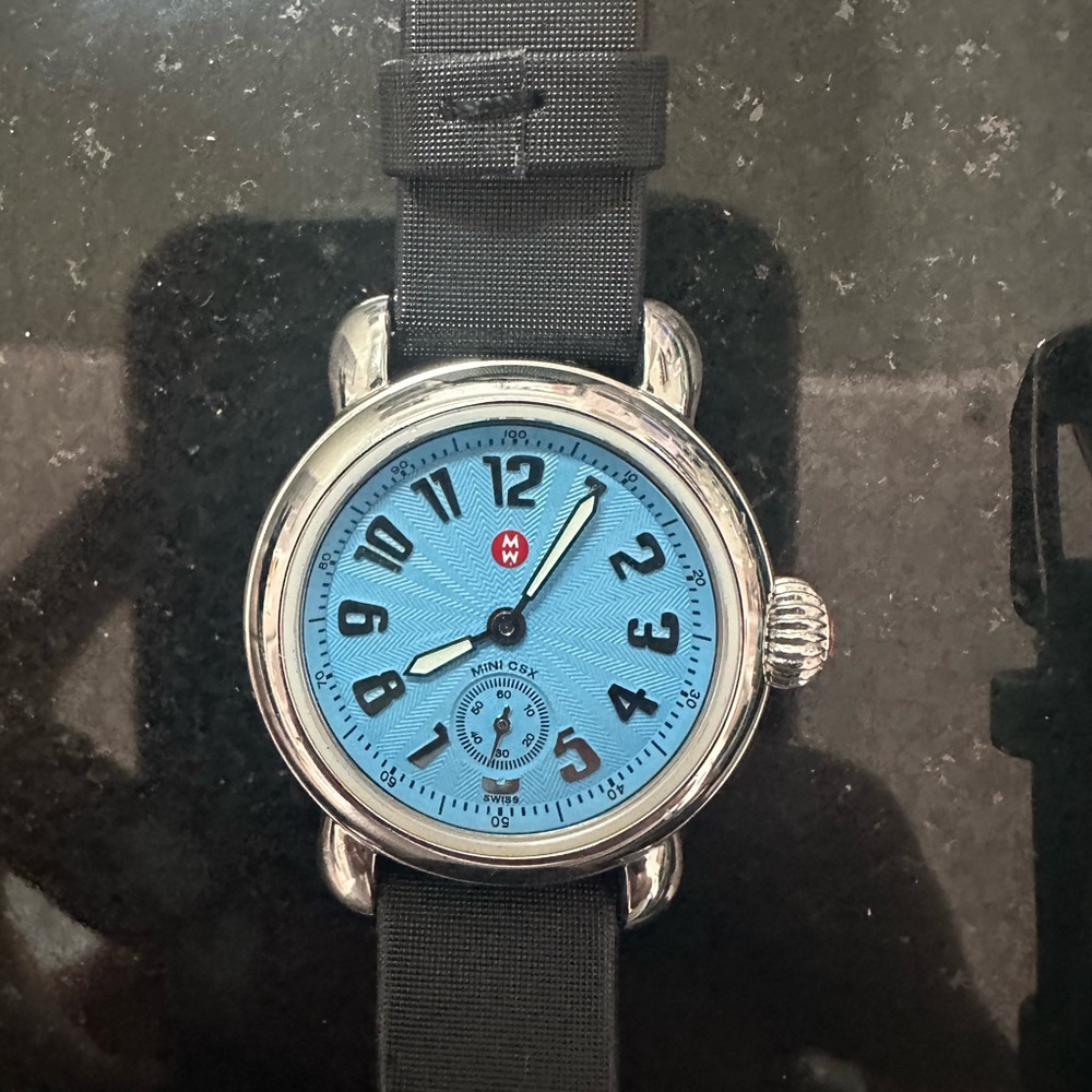 Michele Blue Face Silver Watch